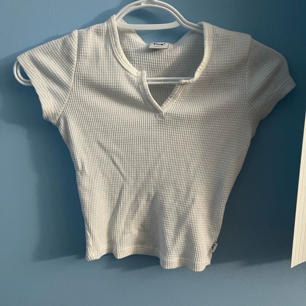 Tna waffle knit crop top white